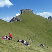 escursionisti presso rifugio viel del pan e sass capel