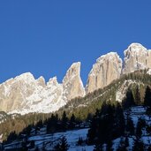 vista su gruppo sassolungo da campitello di fassa inverno