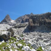 paesaggio di rocce e torri del gruppo dolomiti di brenta presso rifugio tuckett