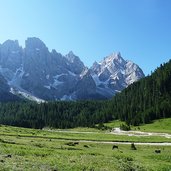 pascoli prati in val venegia presso malga venegiota e gruppo delle pale