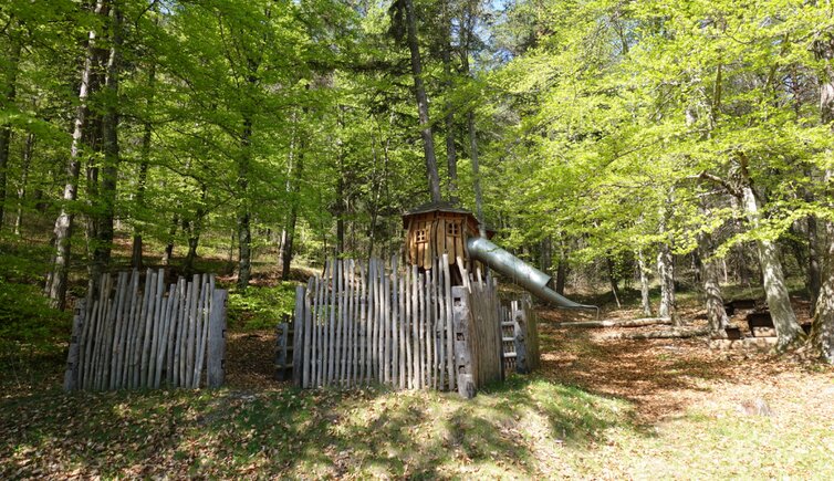 Val di Non AT PeerRS C parco giochi nel bosco sopra terres